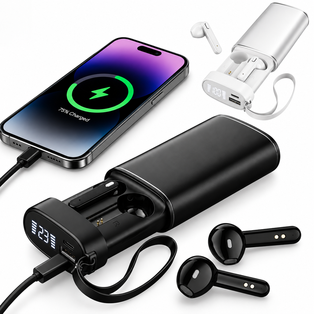 Trådlösa TWS-hörlurar med lång batteritid, touchkontroll och röstassistent